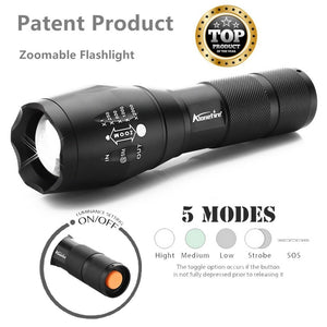 AloneFire E17 LED Flashlight -  Zoomable LED - Rechargeable Battery